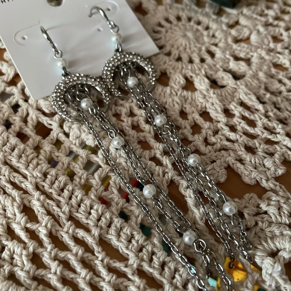WHBM: Silver & Pearl Earrings
